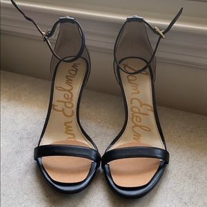 Black Leather Sam Edelman Patti Ankle Strap Sandal